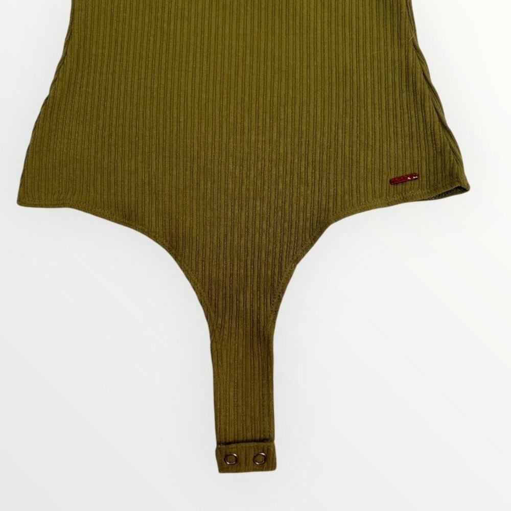 n: Philanthropy Langley Bodysuit Olive‎ Green Ribbed Thong Chic Indie SZ XS NWT - Picture 5 of 15